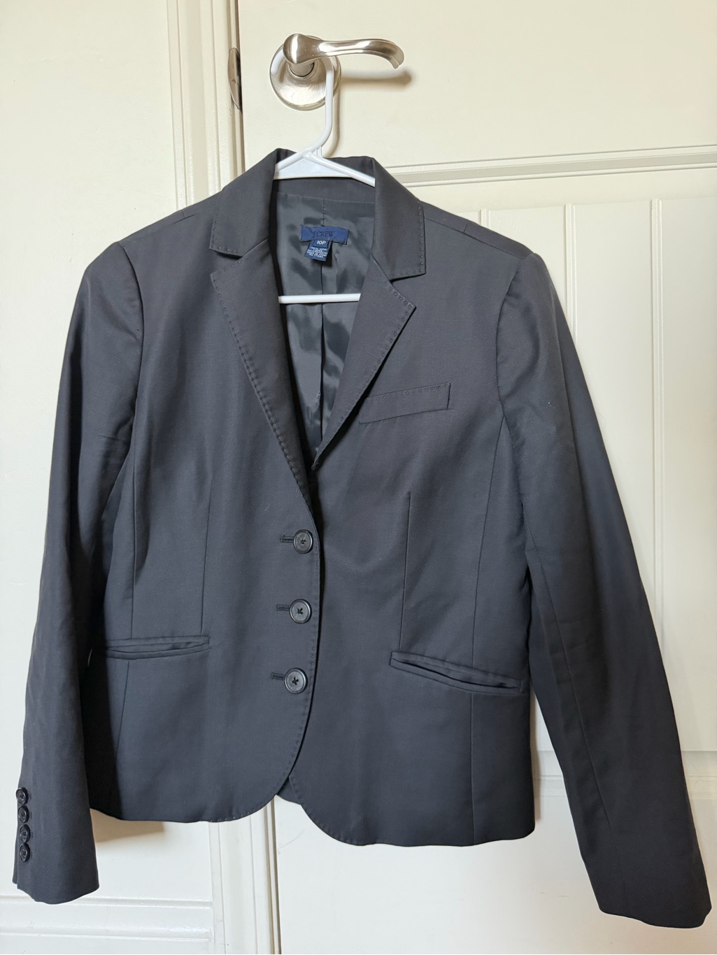 J.Crew Wool Blazer Sz 10p Super 120’s Gray Three Button Lined